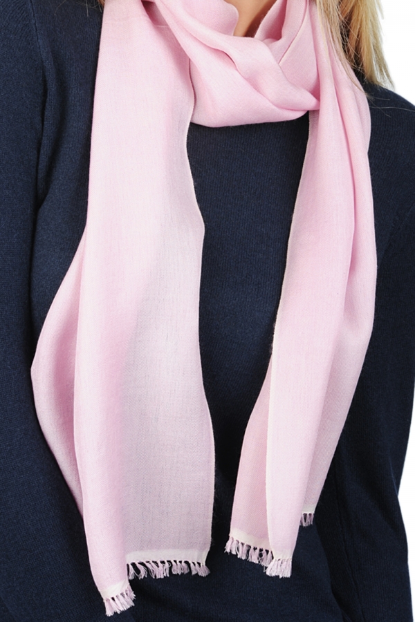 Cachemire et Soie accessoires scarva rose 170x25cm